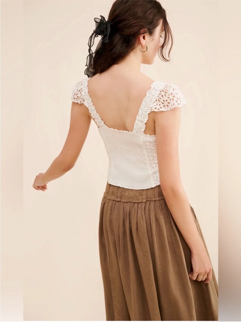 FP One Free People Alma Eyelet Top size med